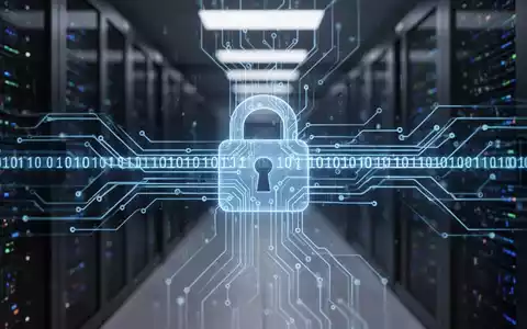Leuchtend blaue Platine mit Binärcode und einem Vorhängeschloss-Symbol für digitale Sicherheit und Technologie. - Foto: über boerse-global.de