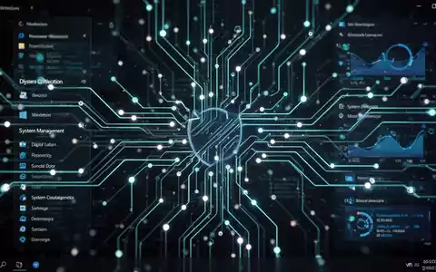 Abstrakte digitale Darstellung von Datenfluss und -erfassung in einer Windows-Umgebung mit leuchtenden Linien und Knoten. - Foto: über boerse-global.de