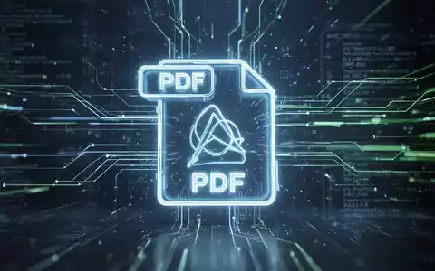 Leuchtendes, stilisiertes PDF-Symbol im Zentrum eines digitalen Netzwerks, umgeben von abstrakten Linien und Datenströmen in Blau und Grün. - Foto: über boerse-global.de
