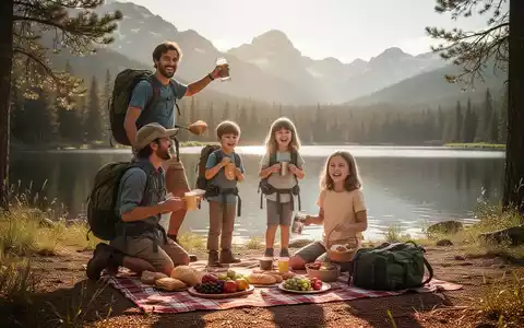 Eine Familie mit zwei Kindern genießt einen Urlaub im Freien, vielleicht beim Wandern oder Picknicken in einem regionalen Park. - Foto: über boerse-global.de