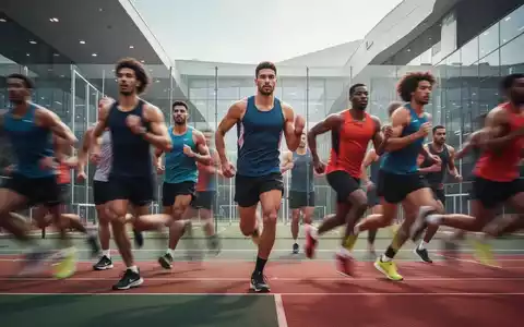 Eine Gruppe von Athleten in Bewegung, verschwommen im Vordergrund, mit einer modernen Sportanlage im Hintergrund, die Energie ausstrahlt. - Foto: über boerse-global.de