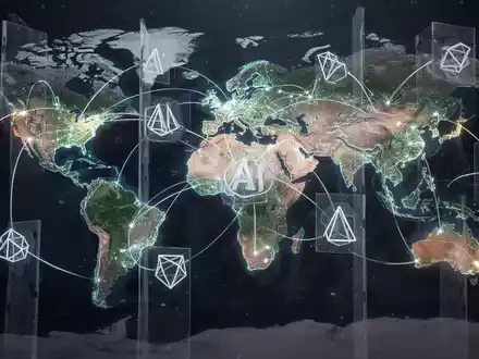Digitales Netzwerk mit KI-Elementen, teils eingeschränkt, symbolisiert globale Online-Rede und Zensur. - Foto: über boerse-global.de