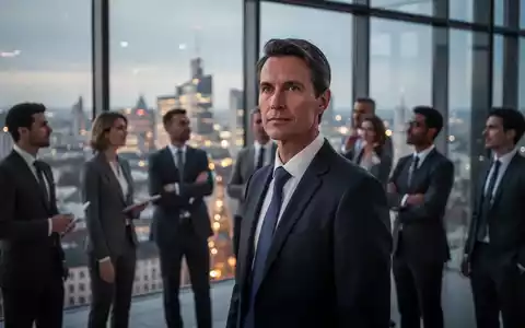 Eine vielfältige Gruppe von Geschäftsleuten in einem modernen Bürogebäude mit Blick auf eine Stadtlandschaft bei Nacht. - Foto: über boerse-global.de