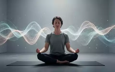 Eine Person meditiert ruhig, visualisiert Wellen von Gedanken und Emotionen, die vorbeiziehen, in einer ruhigen, minimalistischen Umgebung. - Foto: über boerse-global.de