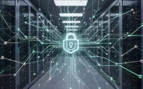 Abstraktes, leuchtendes digitales Netzwerk über Server-Racks, das automatisierte Software-Updates und robuste Cybersicherheit in einem Rechenzentrum symbolisiert. - Foto: über boerse-global.de
