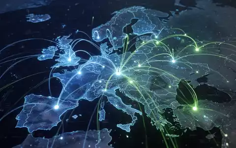 Eine futuristische, leuchtende Karte Europas, überlagert von einem Cybersecurity-Netzwerk, das digitale Souveränität symbolisiert. - Foto: über boerse-global.de