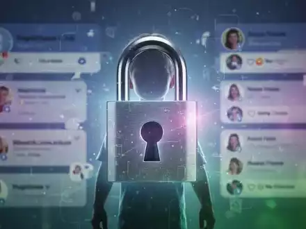 Digitales Vorhängeschloss sichert Silhouette eines Kindes, symbolisiert Online-Kindersicherheit und Altersverifikation auf sozialen Medien. - Foto: über boerse-global.de