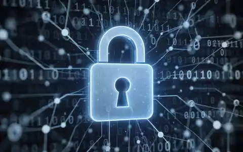 Ein digitales Vorhängeschloss-Symbol über einem Hintergrund aus Binärcode und Netzwerkverbindungen, das Cybersicherheit und Datenschutz symbolisiert. - Foto: über boerse-global.de