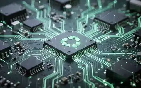 Nahaufnahme einer elektronischen Platine mit leuchtenden Komponenten, die Nachhaltigkeit und Kreislaufwirtschaft symbolisiert. - Foto: über boerse-global.de