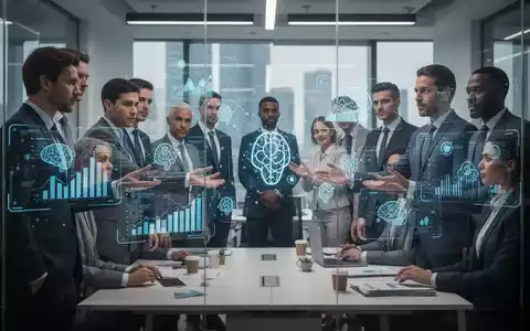 Geschäftsleute in einem modernen Büro, die sich mit digitalen Schnittstellen und Daten im Kontext von KI-Regulierung und Personalwesen befassen. - Foto: über boerse-global.de