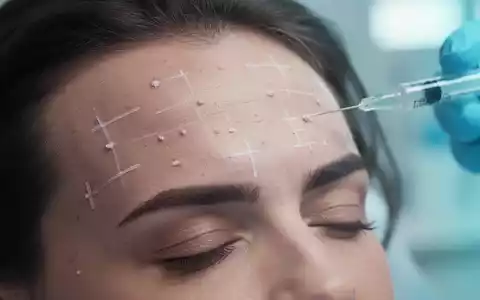 Nahaufnahme der Stirn und Schläfe einer Person, die diskrete Injektionspunkte für eine Botox-Behandlung bei Migräne zeigt. - Foto: über boerse-global.de