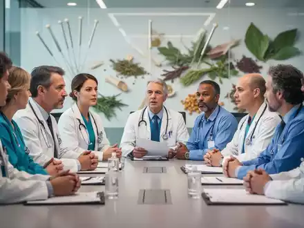 Ärzte und Wissenschaftler diskutieren auf einem Symposium über integrative Medizin und Gesundheit in einem modernen Konferenzsaal. - Foto: über boerse-global.de