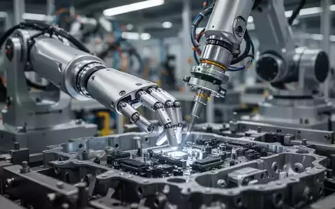 Nahaufnahme einer humanoiden Roboterhand, die eine heikle Aufgabe an einer Automobilmontagelinie ausführt. - Foto: über boerse-global.de