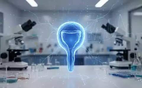 Eine stilisierte, blau leuchtende Prostata, umgeben von abstrakten Linien, die Technologie und medizinische Daten darstellen. - Foto: über boerse-global.de