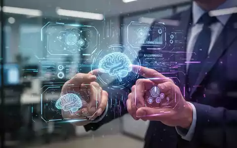 Hände interagieren mit einer holografischen Anzeige, die KI-Lernmodule und Datenströme in einem modernen Büro zeigt. - Foto: über boerse-global.de