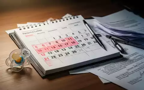 Ein Kalender mit hervorgehobenem Datum, ein Babyschnuller und juristische Dokumente auf einem Schreibtisch. - Foto: über boerse-global.de