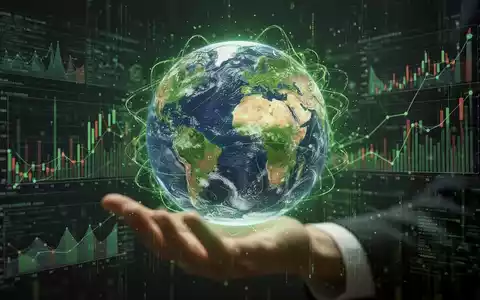 Eine stilisierte Weltkugel, umgeben von grünen Energielinien und Finanzdaten, symbolisiert nachhaltige Investitionen und ESG-Kriterien. - Foto: über boerse-global.de