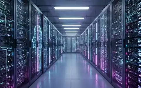 Innenraum eines großen, modernen Rechenzentrums mit leuchtenden Serverracks, die in die Ferne reichen, symbolisiert digitale Infrastrukturerweiterung. - Foto: über boerse-global.de