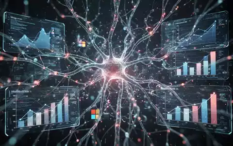 Eine futuristische Darstellung eines neuronalen Netzwerks mit holografischen Geschäftsgrafiken, die Komplexität und KI-Automatisierung symbolisieren. - Foto: über boerse-global.de