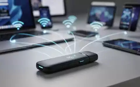 Ein modernes, kompaktes mobiles Hotspot-Gerät mit dezenten visuellen Hinweisen auf drahtlose Konnektivität, das Internetfreigabe für mehrere Nutzer suggeriert. - Foto: über boerse-global.de