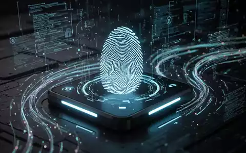 Ein digitaler Fingerabdruckscan auf einem leuchtenden biometrischen Lesegerät, umgeben von Datenströmen, symbolisiert Cybersicherheit. - Foto: über boerse-global.de