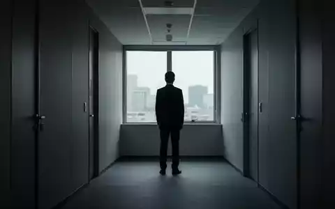 Eine einzelne, silhouettierte Person steht in einem schwach beleuchteten BĂŒroflur und blickt aus einem Fenster. - Foto: ĂŒber boerse-global.de