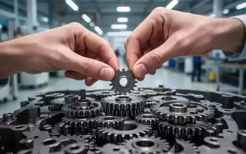 Eine Hand setzt ein kleines Zahnrad präzise in einen komplexen Mechanismus, der kontinuierliche Verbesserung und methodische Arbeit symbolisiert. - Foto: über boerse-global.de