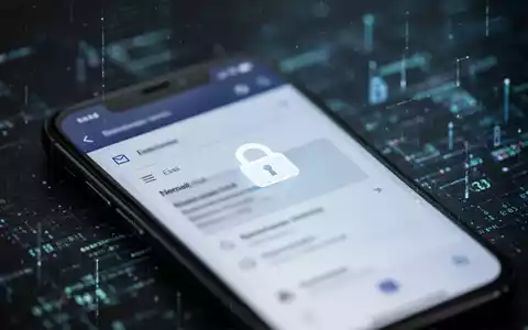 Ein Smartphone-Bildschirm mit unscharfer E-Mail-Oberfläche und einem Vorhängeschloss-Symbol, das Datenschutzbedenken symbolisiert. - Foto: über boerse-global.de