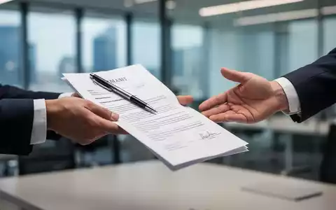 Zwei Hände, eine bietet einen Vertrag an, die andere zögert, ihn zu nehmen, im Hintergrund ein unscharfes Büro. - Foto: über boerse-global.de