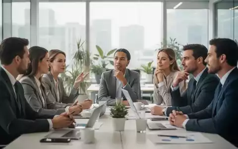 Eine vielfältige Gruppe von Geschäftsleuten in einem modernen Büro, die an einem Tisch zusammenarbeiten und diskutieren, mit Fokus auf positive Interaktion. - Foto: über boerse-global.de