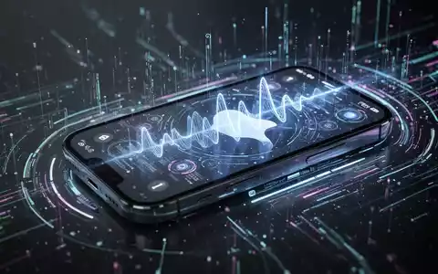 Ein futuristisches iPhone mit leuchtenden KI-Schnittstellenelementen und abstrakten Datenströmen, die Siri darstellen. - Foto: über boerse-global.de