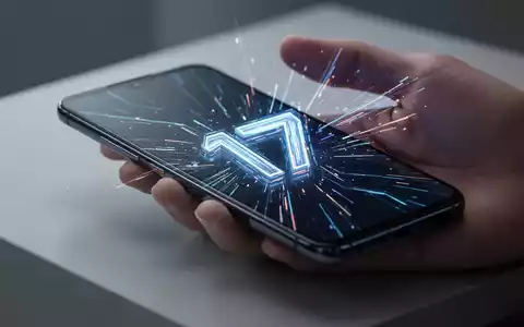 Nahaufnahme eines modernen Smartphone-Bildschirms mit futuristischer, abstrakter Benutzeroberfläche aus blauen und violetten Leuchtlinien, die ein Software-Update symbolisieren. - Foto: über boerse-global.de