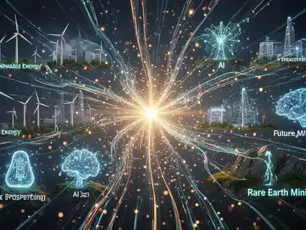 Abstrakte Darstellung von Wachstum und Innovation mit digitalen Linien, die Investitionen in Technologie, Rohstoffe und Energie verbinden. - Foto: über boerse-global.de