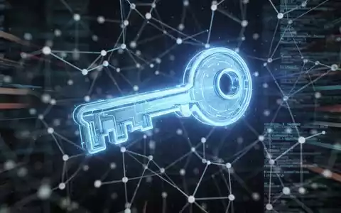 Leuchtend blaues digitales Schlüsselsymbol als Passkey vor unscharfem Netzwerk-Hintergrund. - Foto: über boerse-global.de