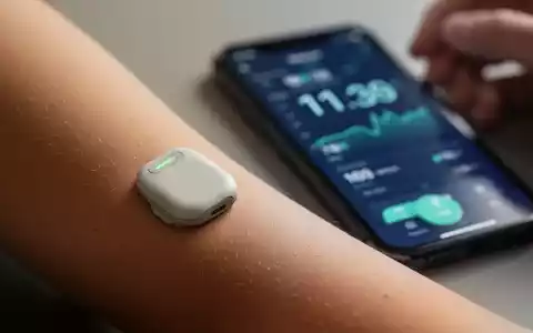 Nahaufnahme eines modernen Glukosesensors am Arm einer Person, mit einem Smartphone im Hintergrund, das Echtzeit-Glukosedaten anzeigt. - Foto: über boerse-global.de