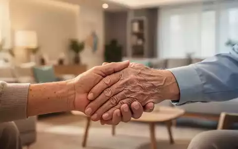 Eine fürsorgliche Hand hält sanft eine ältere Hand, symbolisiert Unterstützung und Begleitung in der Altenpflege in einem häuslichen Umfeld. - Foto: über boerse-global.de