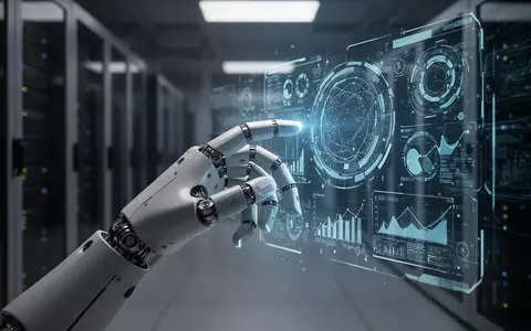 Eine humanoide Roboterhand interagiert mit einer holografischen Schnittstelle, Symbol für fortschrittliche verkörperte KI und Robotik-Grundlagenmodelle. - Foto: über boerse-global.de