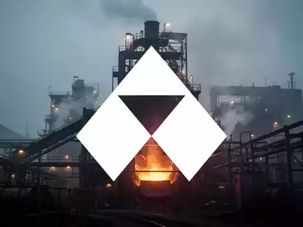 Abstrakte Darstellung der Aluminiumindustrie mit einer stilisierten Fabrik und angedeuteter Produktion, die eine gedämpfte Marktstimmung widerspiegelt. - Foto: über boerse-global.de