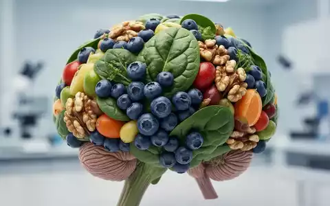 Ein Gehirn, geformt aus frischem Obst und Gemüse, umgeben von einer hellen, sauberen Umgebung, symbolisiert gesunde Ernährung. - Foto: über boerse-global.de