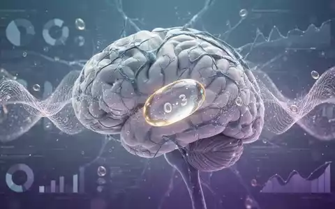 Eine stilisierte Darstellung eines Gehirns mit neuronalen Verbindungen, durchzogen von schimmernden Omega-3-Wellen in Blau- und Violetttönen. - Foto: über boerse-global.de