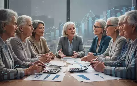 Ältere Frauen und Männer diskutieren über Rentenunterlagen, symbolisierend die Rente mit 63 und den Frauenanteil. - Foto: über boerse-global.de