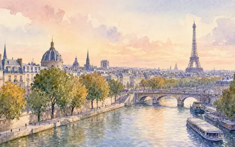 Aquarellmalerei der Pariser Skyline symbolisiert den Sitz von Pernod Ricard S.A. FR0000120693 nahe Euronext Paris - Foto: THN