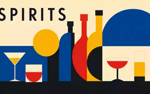 Bauhaus-Poster mit geometrischen Flaschenformen repräsentiert die Branche von Pernod Ricard S.A. FR0000120693 anschaulich - Foto: THN