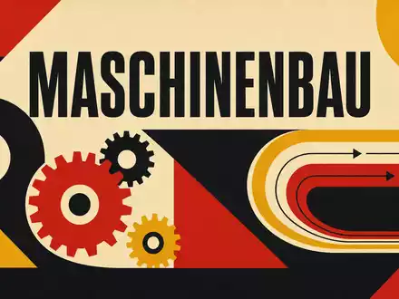 Bauhaus-Poster mit Zahnrädern zeigt Branche von KSB SE & Co. KGaA Vz. (DE0006292030) - Foto: THN