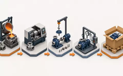 Isometrische 3D-Grafik zeigt Fertigungskette, passend zu KSB SE & Co. KGaA Vz. (DE0006292030) - Foto: THN