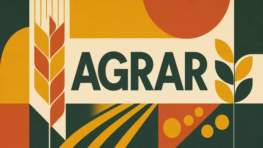 Bauhaus-Poster mit geometrischen Formen, Weizenähre und dem Wort AGRAR