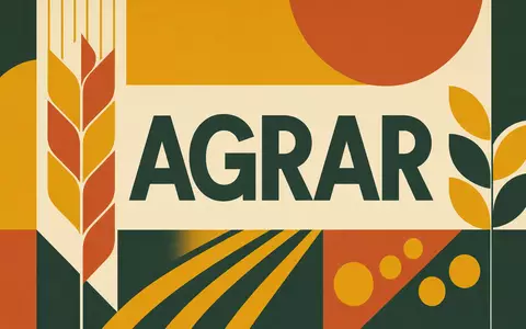 KWS SAAT SE DE0007074007 illustriert als geometrisches Bauhaus-Poster mit Text AGRAR und Weizenmotiven - Foto: THN