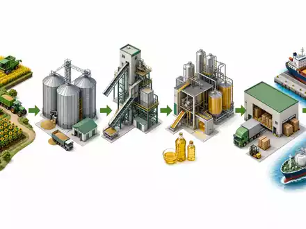 Bunge Global SA US12185T1043 isometrische Wertschöpfungskette von Ernte über Verarbeitung bis Export - Foto: THN