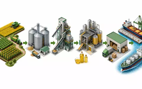 Bunge Global SA US12185T1043 isometrische Wertschöpfungskette von Ernte über Verarbeitung bis Export - Foto: THN