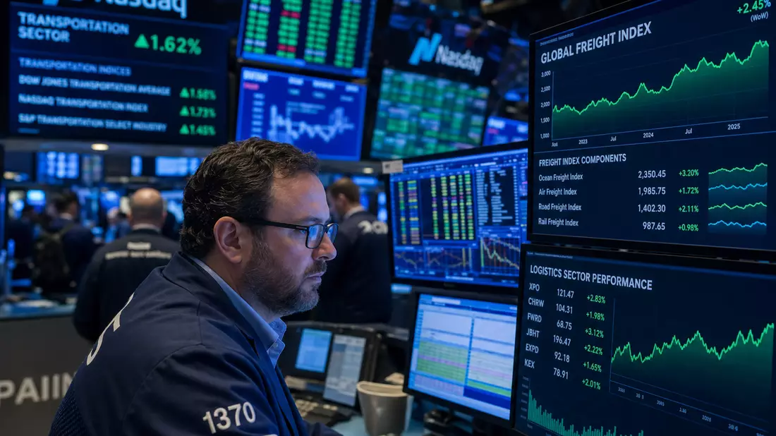 NASDAQ Handelsboden Trader Monitore Frachtindex Logistiksektor